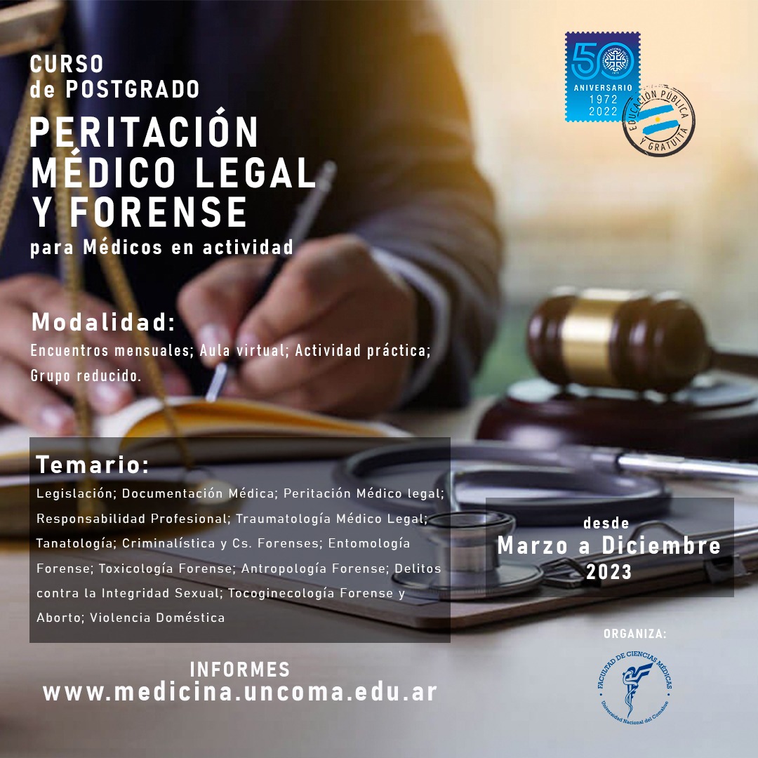 Curso de posgrado Peritación médico legal y forense para médicos en